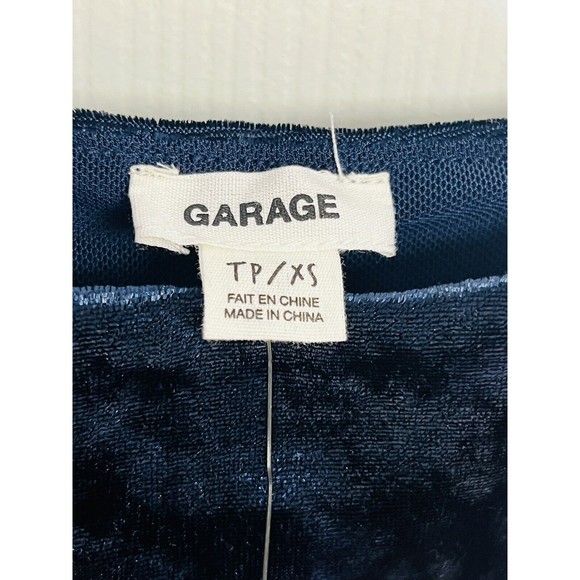 Garage Blue Velvet Crop Top - Picture 3 of 6